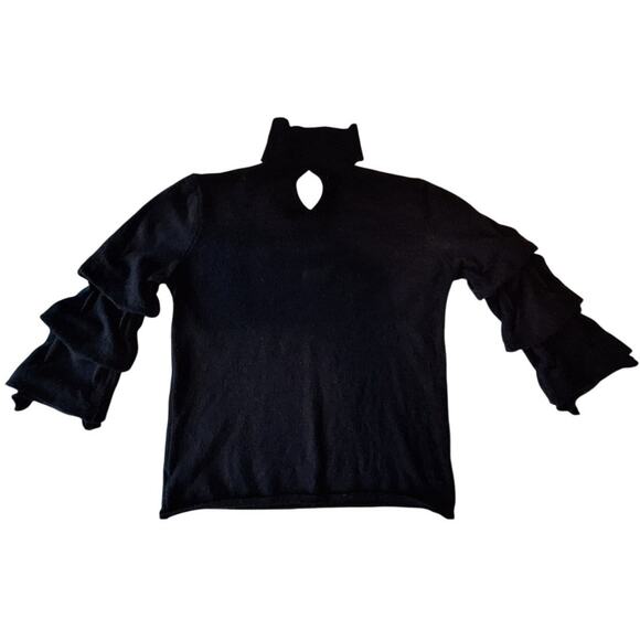 GIGI MODA made in Italy Chocker Cut out Collar Balloon Sleeve Black Sweater S - Picture 3 of 8